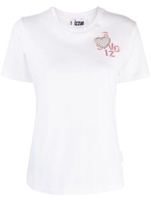 izzue logo-embroidered cotton T-shirt - White