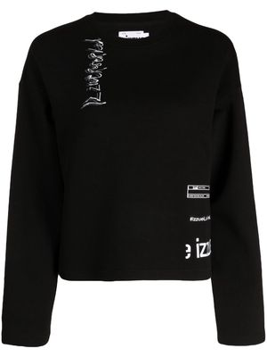 izzue logo-embroidered crew-neck sweatshirt - Black