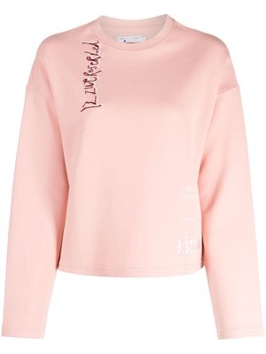 izzue logo-embroidered crew-neck sweatshirt - Pink