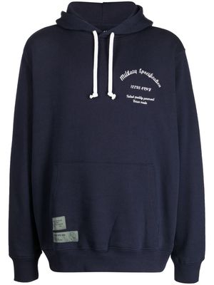 izzue logo-embroidered drawstring cotton hoodie - Blue