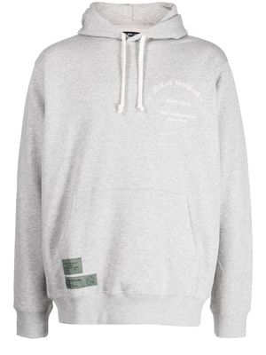 izzue logo-embroidered drawstring cotton hoodie - Grey