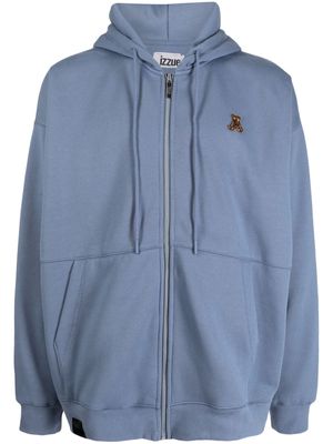 izzue logo-embroidered drawstring hoodie - Blue