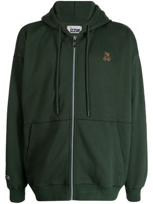 izzue logo-embroidered drawstring hoodie - Green
