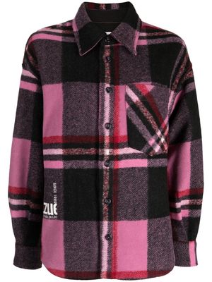 izzue logo-embroidered flannel shirt - Pink
