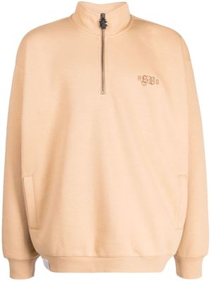 izzue logo-embroidered half-zip sweatshirt - Brown