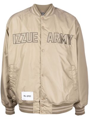 izzue logo-embroidered padded bomber jacket - Brown