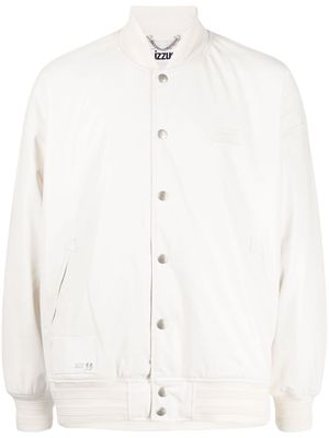 izzue logo-embroidered panelled bomber jacket - Neutrals