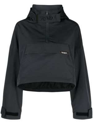 izzue logo-embroidered panelled hoodie - Black