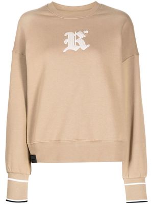 izzue logo-patch cotton sweatshirt - Brown