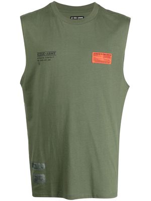 izzue logo-patch cotton tank top - Green