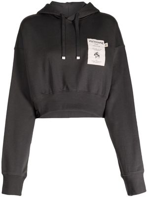 izzue logo-patch cropped hoodie - Grey