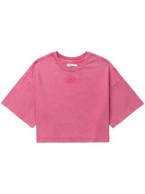 izzue logo-patch cropped T-shirt - Pink