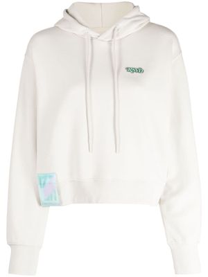 izzue logo-patch long-sleeve hoodie - White