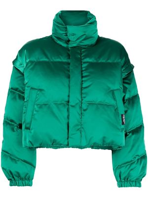 izzue logo-patch quilted padded jacket - Green