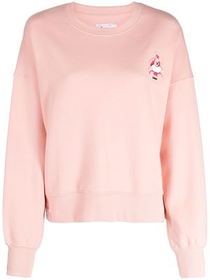 izzue logo-patch ribbed-hem sweatshirt - Pink