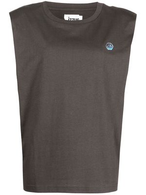 izzue logo-patch sleeveless top - Grey