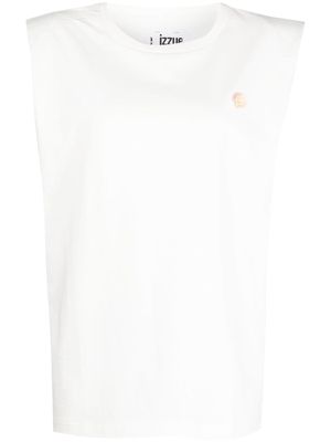 izzue logo-patch sleeveless top - White