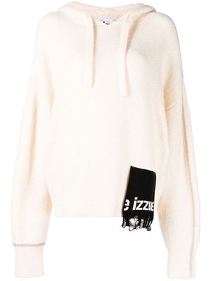 izzue logo-patch terry hoodie - White
