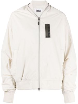 izzue logo-patch zip-detail bomber jacket - White
