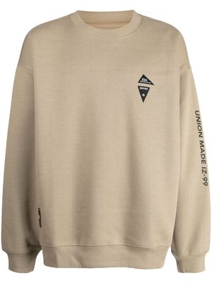 izzue logo-patches cotton-blend sweatshirt - Brown