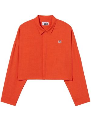 izzue logo-plaque cropped shirt - Orange