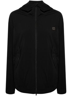 izzue logo-plaque hooded jacket - Black