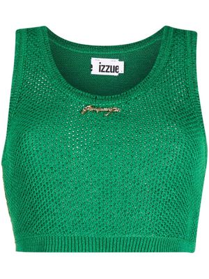 izzue logo-plaque knitted top - Green