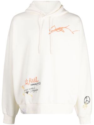 izzue logo-print drawstring hoodie - White