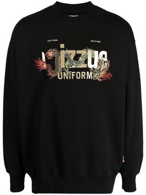 izzue logo-print drop-shoulder sweatshirt - Black