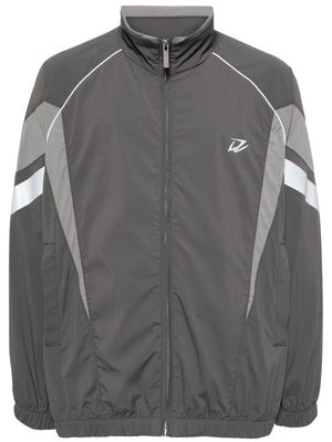 izzue logo-print panelled jacket - Grey