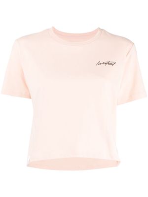 izzue logo-print short-sleeve crop top - Pink