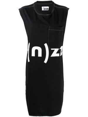 izzue logo-print sleeveless T-shirt dress - Black