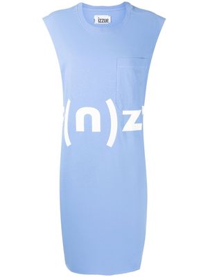 izzue logo-print sleeveless T-shirt dress - Blue