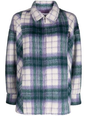 izzue logo-tag plaid-checked shirt jacket - Purple
