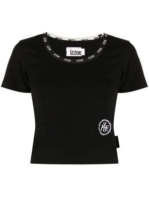 izzue logo-tape T-shirt - Black