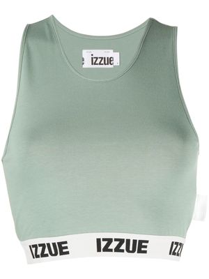 izzue logo-underband crop top - Green