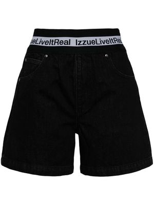 izzue logo-waistband shorts - Black