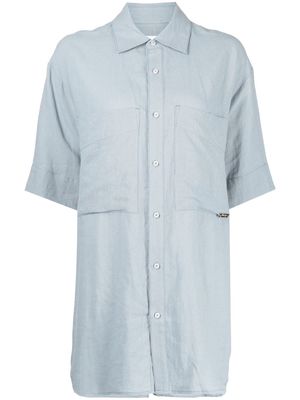 izzue long-length button-up shirt - Blue