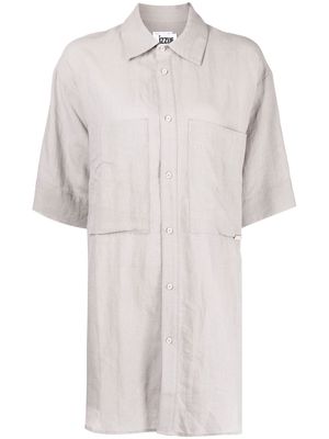 izzue long-length button-up shirt - Grey