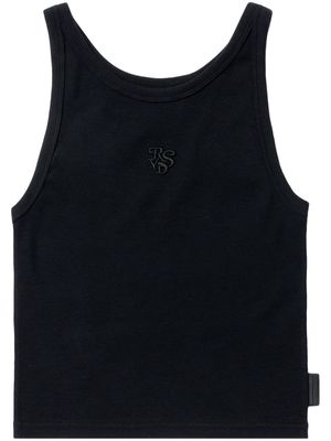 izzue monogram-embroidered cotton tank top - Black