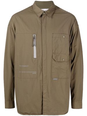 izzue multi-pocket cotton shirt - Brown