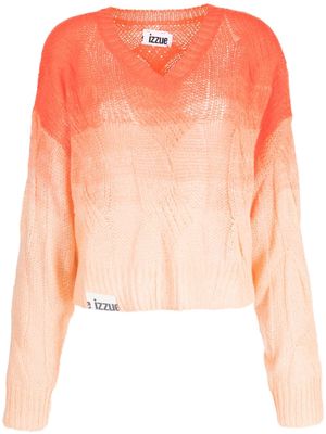 izzue ombré-effect cable-knit jumper - Orange