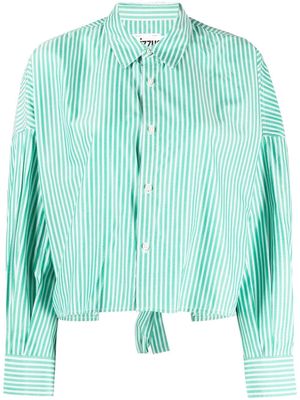izzue open-back vertical-stripe shirt - Green