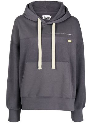 izzue panelled logo-print hoodie - Grey