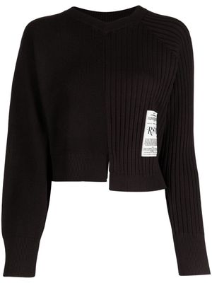 izzue panelled ribbed-knit jumper - Black