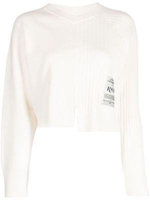 izzue panelled ribbed-knit jumper - White