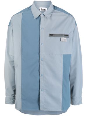 izzue panelled zip-detail shirt - Blue
