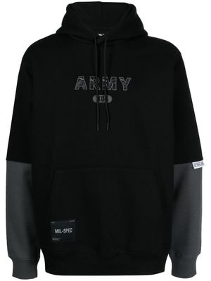 izzue patch-detail long-sleeve hoodie - Black
