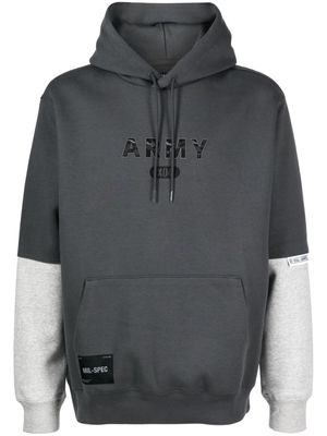 izzue patch-detail long-sleeve hoodie - Grey