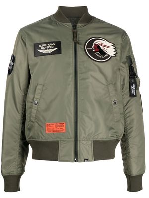 izzue patch-detailed bomber jacket - Green
